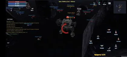 Combat mech targeting an enemy among multiple faction players